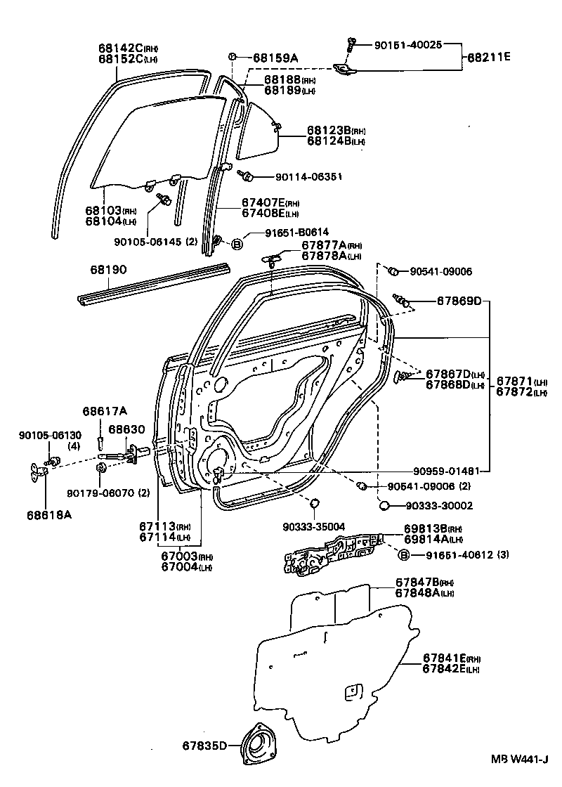 68104-20180 GLASS SUB-ASSY, REAR DOOR, LH product image
