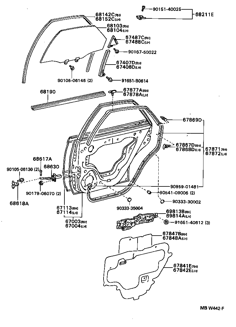 68104-20180 GLASS SUB-ASSY, REAR DOOR, LH product image