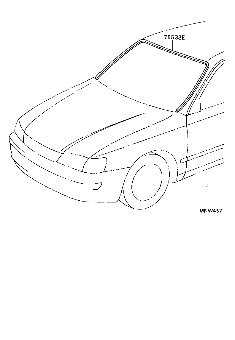 75533-05010 MOULDING, WINDSHIELD, OUTSIDE product image