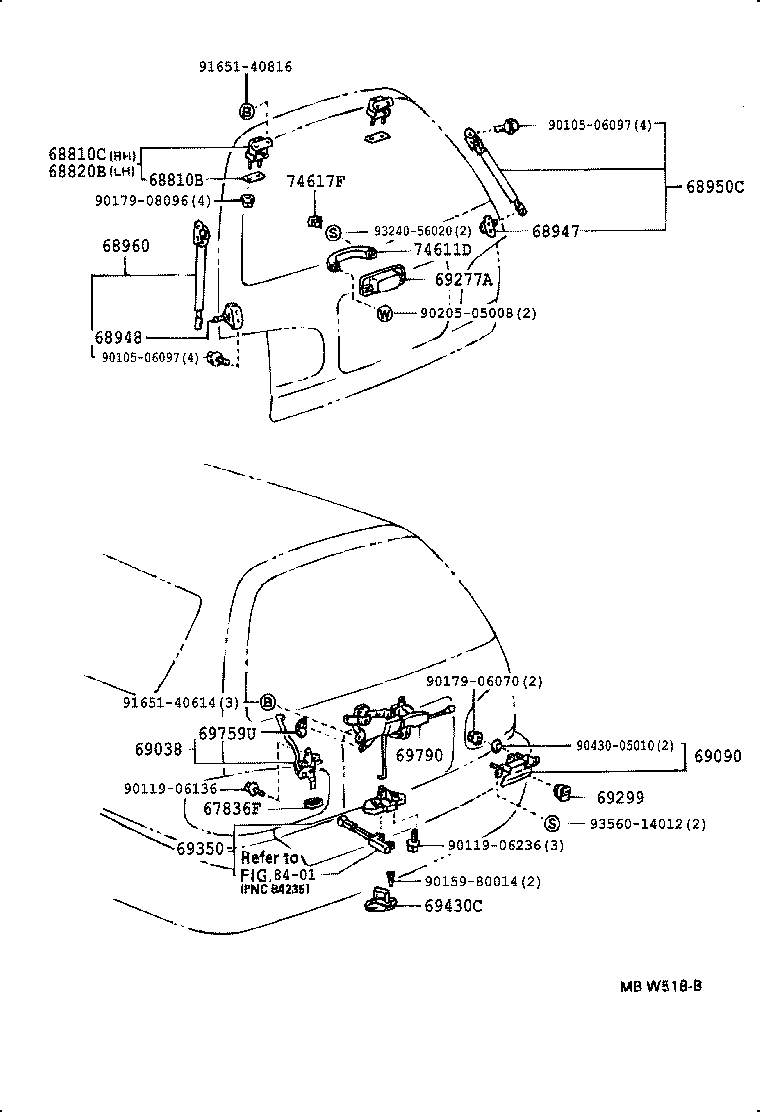 Toyota 69299-33010 GROMMET, BACK DOOR HANDLE