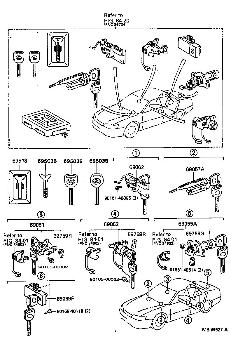 69057-33100 CYLINDER & KEY SET, IGNITION SWITCH LOCK product image