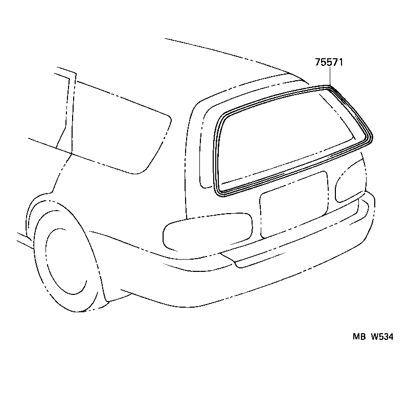75575-06010 MOULDING, BACK WINDOW, OUTSIDE LOWER product image
