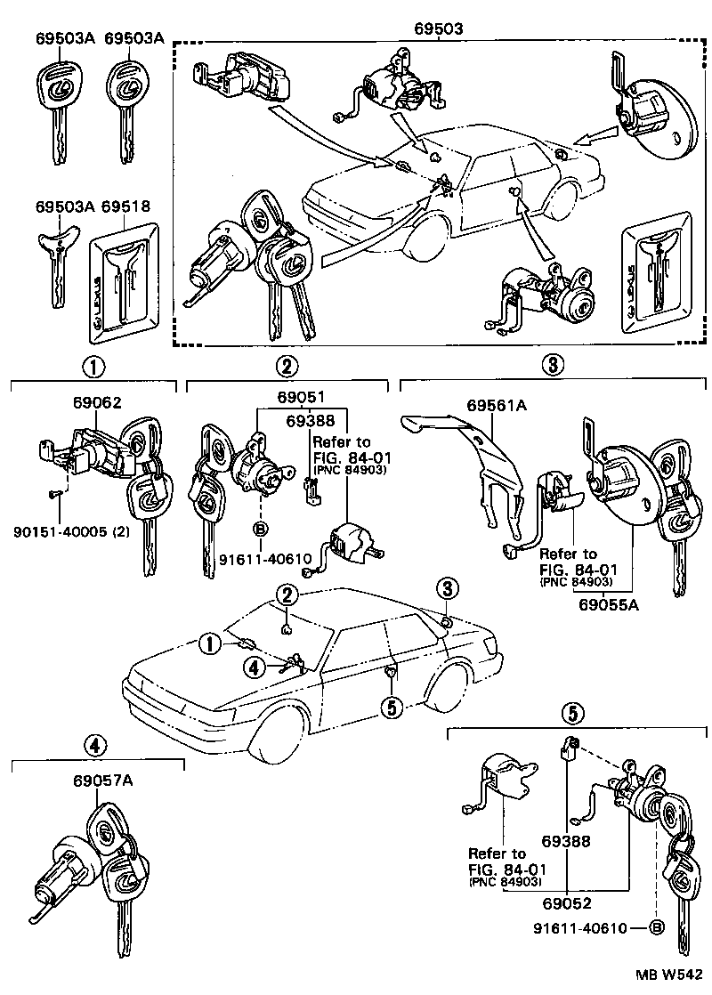 69561-32040 RETAINER, LUGGAGE COMPARTMENT LOCK CYLINDER product image