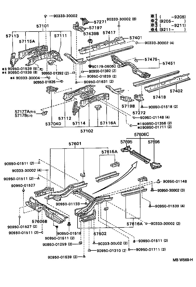 57601-21080 MEMBER SUB-ASSY, REAR FLOOR SIDE, RH product image