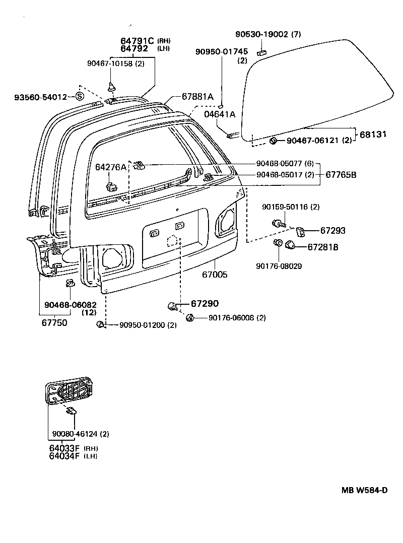 Toyota 67005-06050 PANEL SUB-ASSY, BACK DOOR