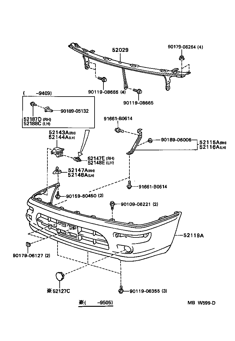 52504-12010 RETAINER, FRONT BUMPER SIDE, LH product image