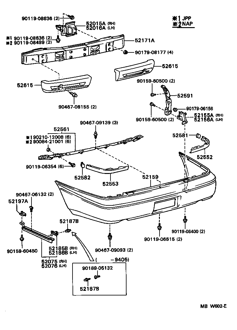Toyota 52553-13020 FILLER, REAR BUMPER, LH