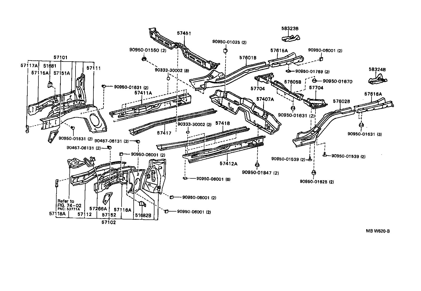 57101-12830 MEMBER SUB-ASSY, FRONT SIDE, RH product image