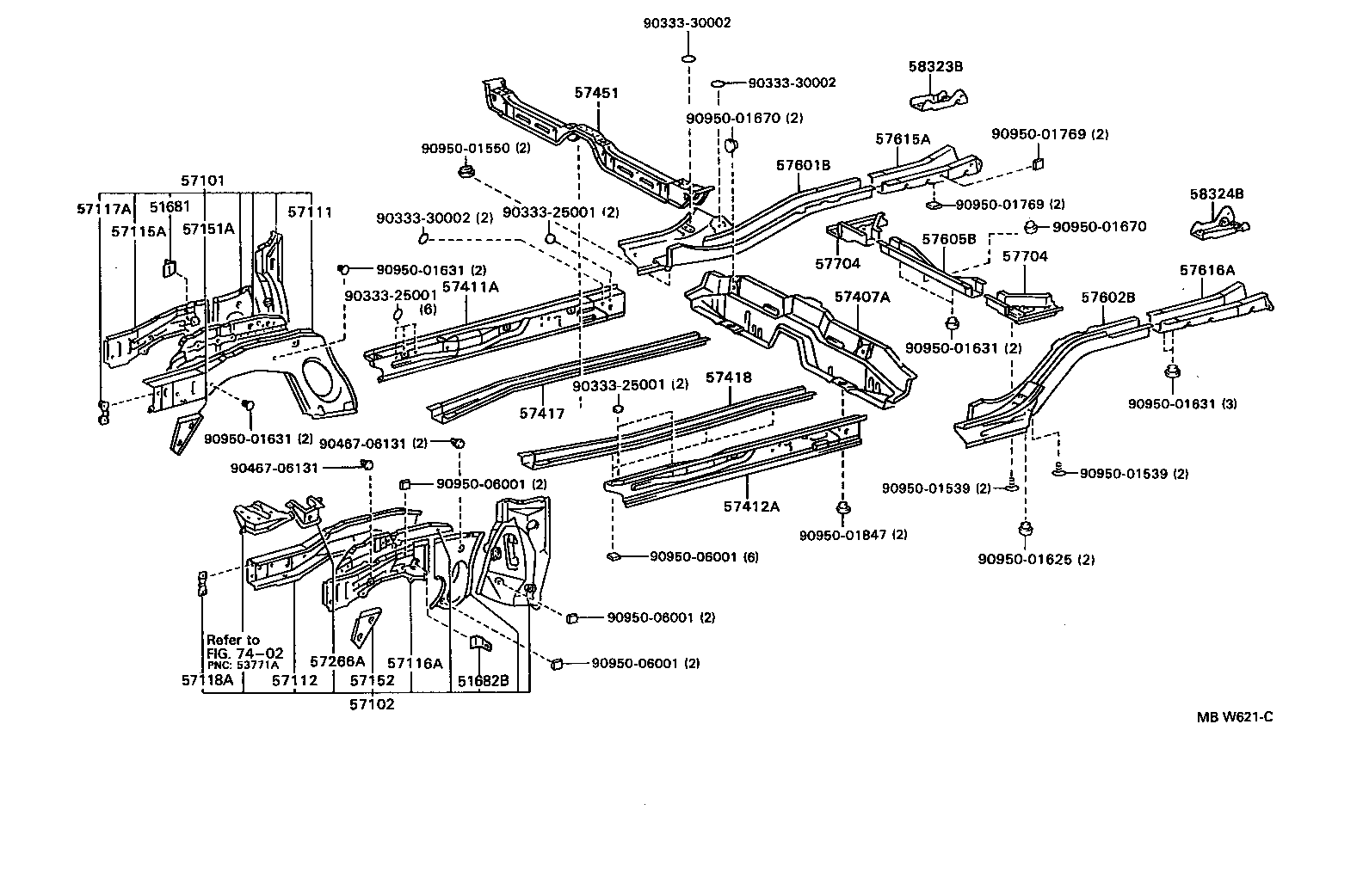 57402-12480 MEMBER, FLOOR SIDE, INNER LH product image