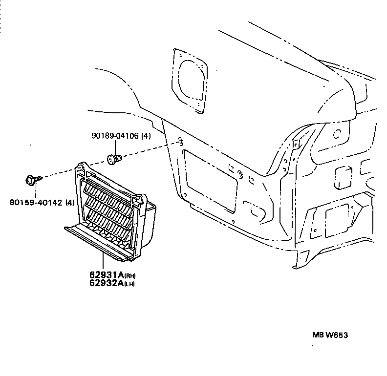 62930-12140 DUCT, QUARTER VENT, LH product image