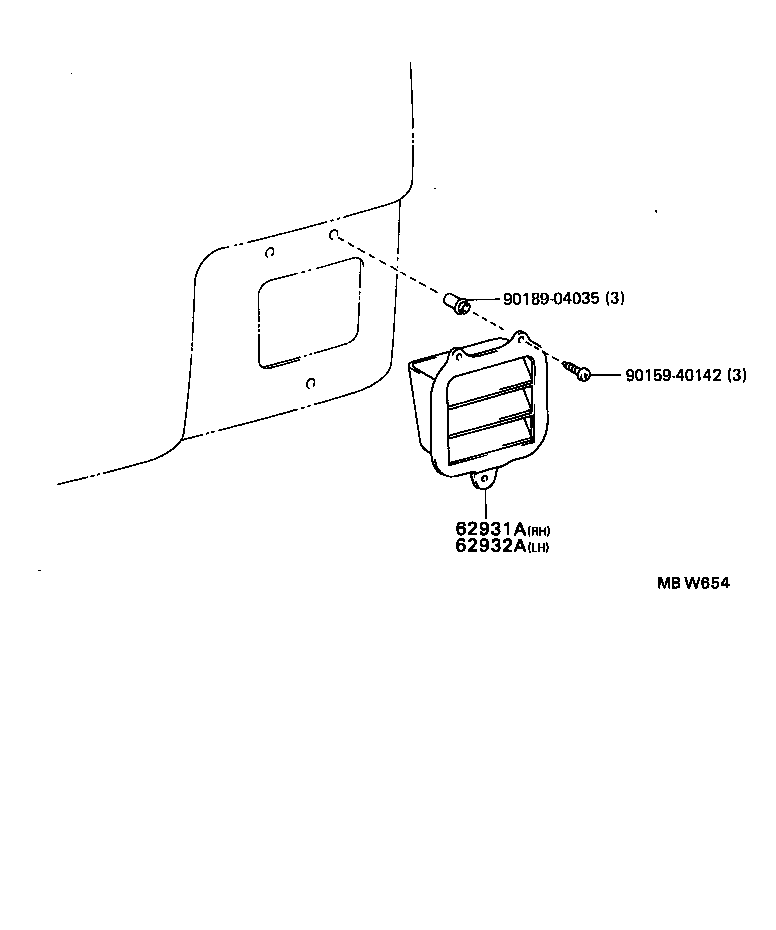 62930-12120 DUCT, QUARTER VENT, RH product image