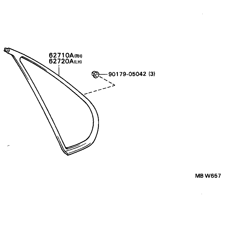 62720-12740 WINDOW ASSY, QUARTER, LH product image