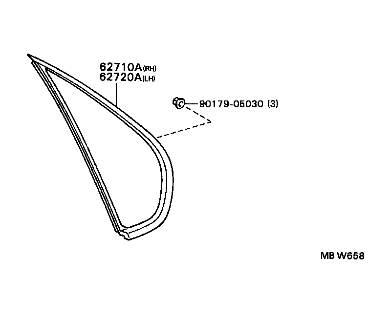 62720-12740 WINDOW ASSY, QUARTER, LH product image