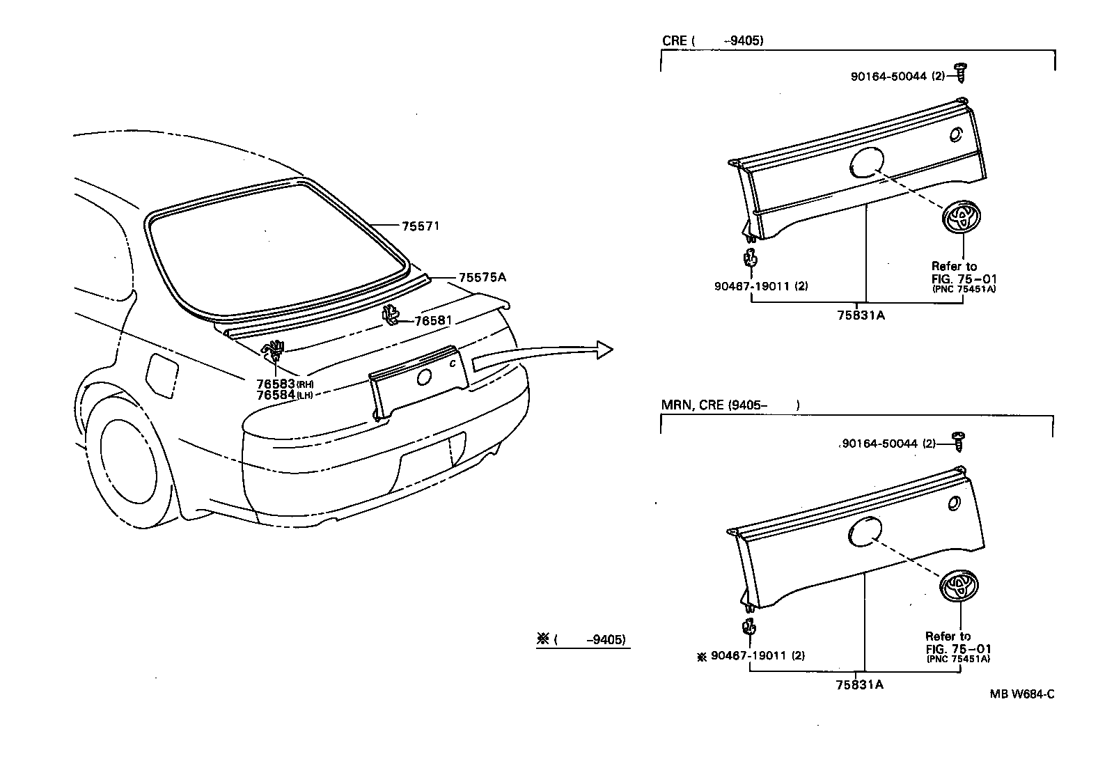 75575-12410 MOULDING, BACK WINDOW, OUTSIDE LOWER product image