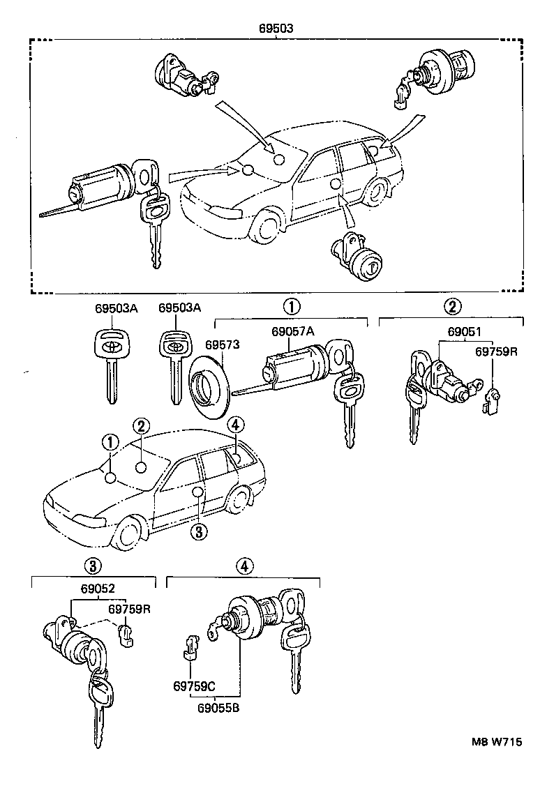 69005-1E030 CYLINDER SET, LOCK product image