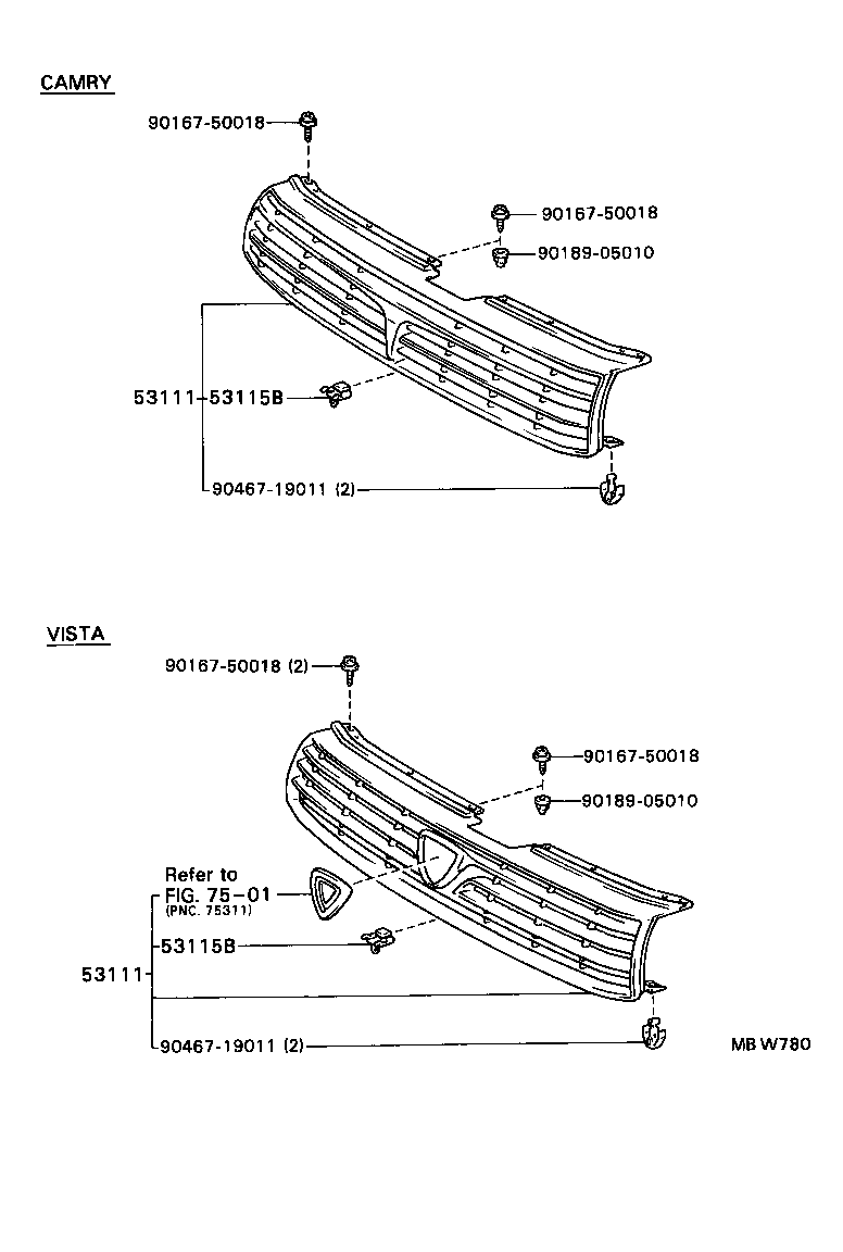 53111-32250 GRILLE, RADIATOR product image