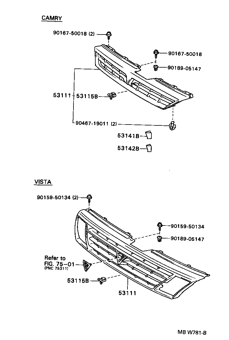 53111-32250 GRILLE, RADIATOR product image
