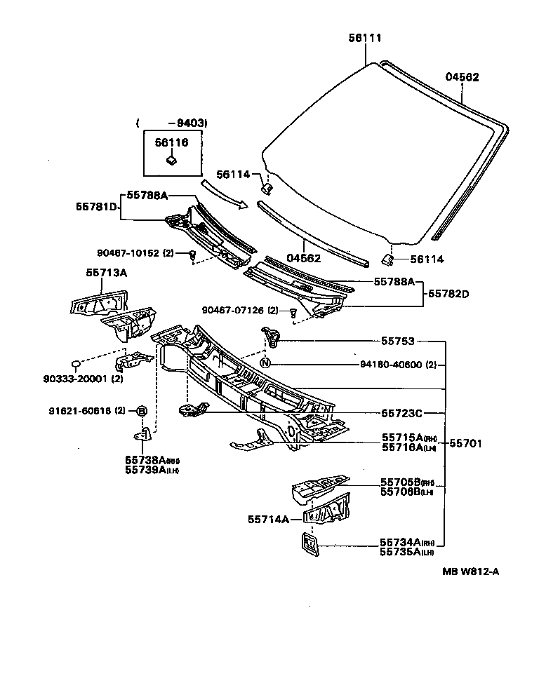 55782-33060 LOUVER, COWL TOP VENTILATOR, LH product image