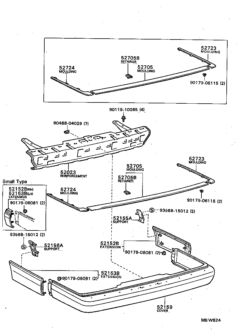 52107-29235 EXTENSION, REAR BUMPER, LH product image