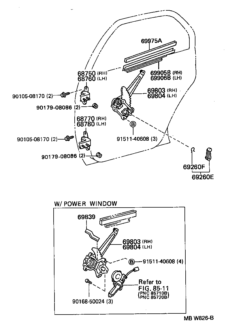 69804-12100 REGULATOR SUB-ASSY, REAR DOOR WINDOW, LH product image
