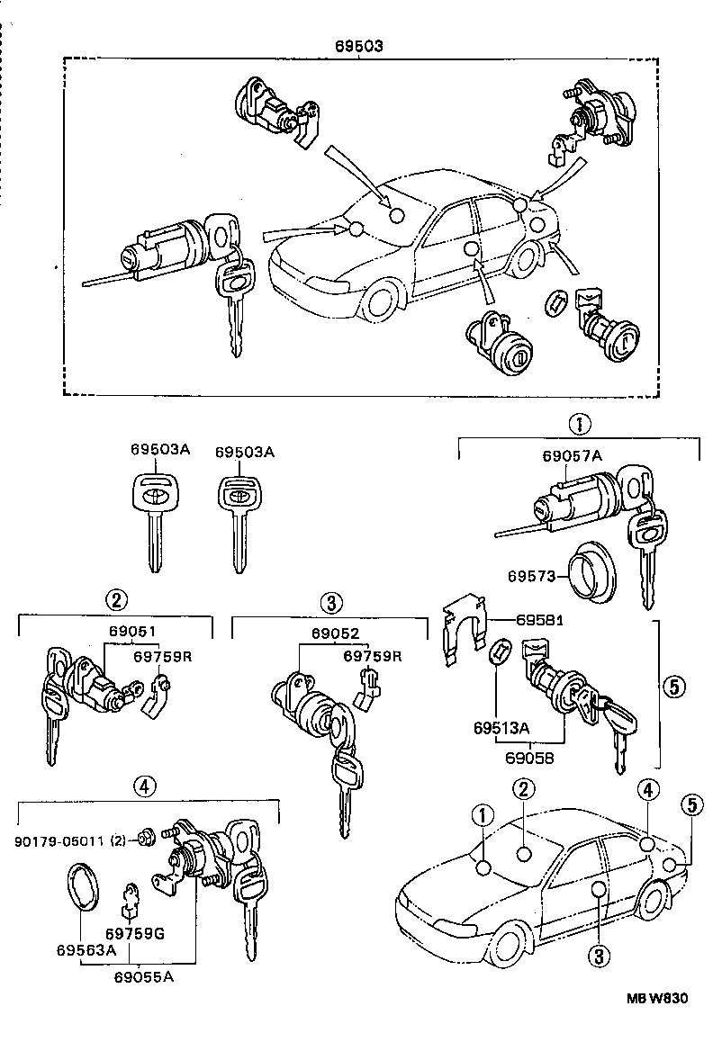 69581-13010 RETAINER, FUEL FILLER LID CYLINDER product image