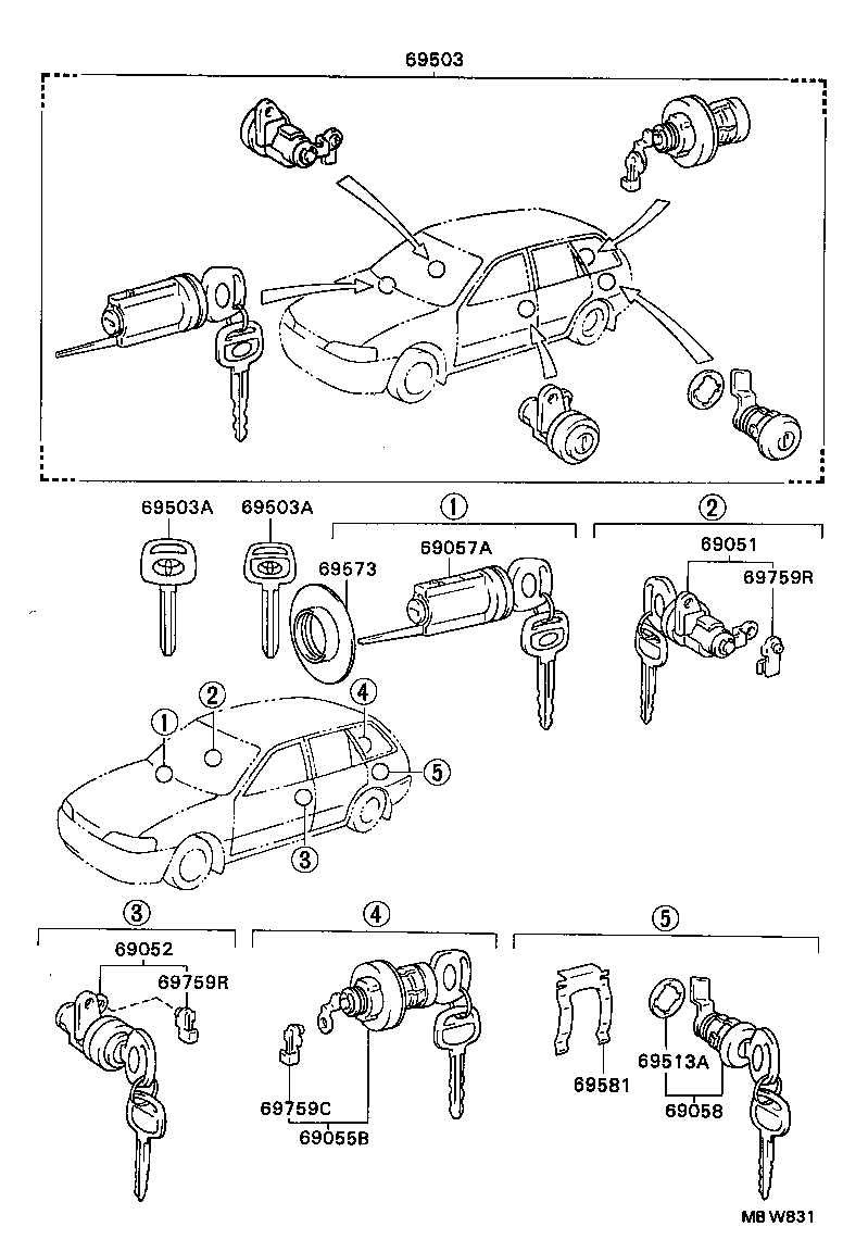 69581-13010 RETAINER, FUEL FILLER LID CYLINDER product image