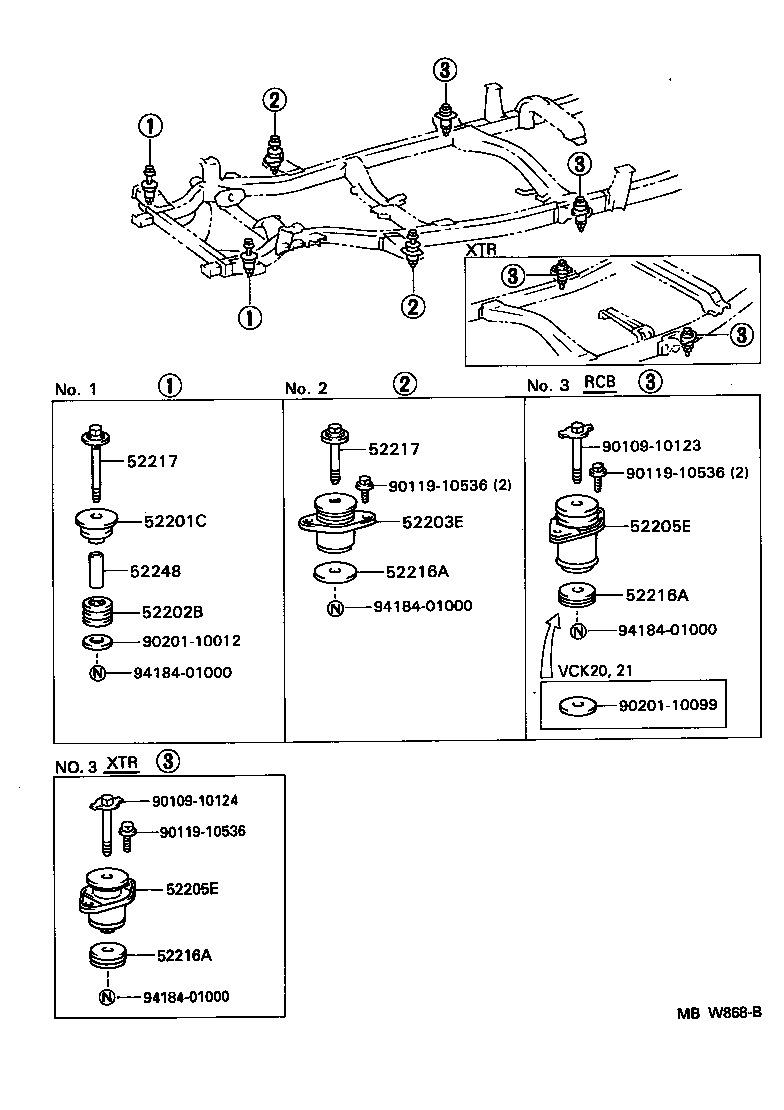 Toyota 52203-34010 CUSHION SUB-ASSY, CAB MOUNTING, NO.2
