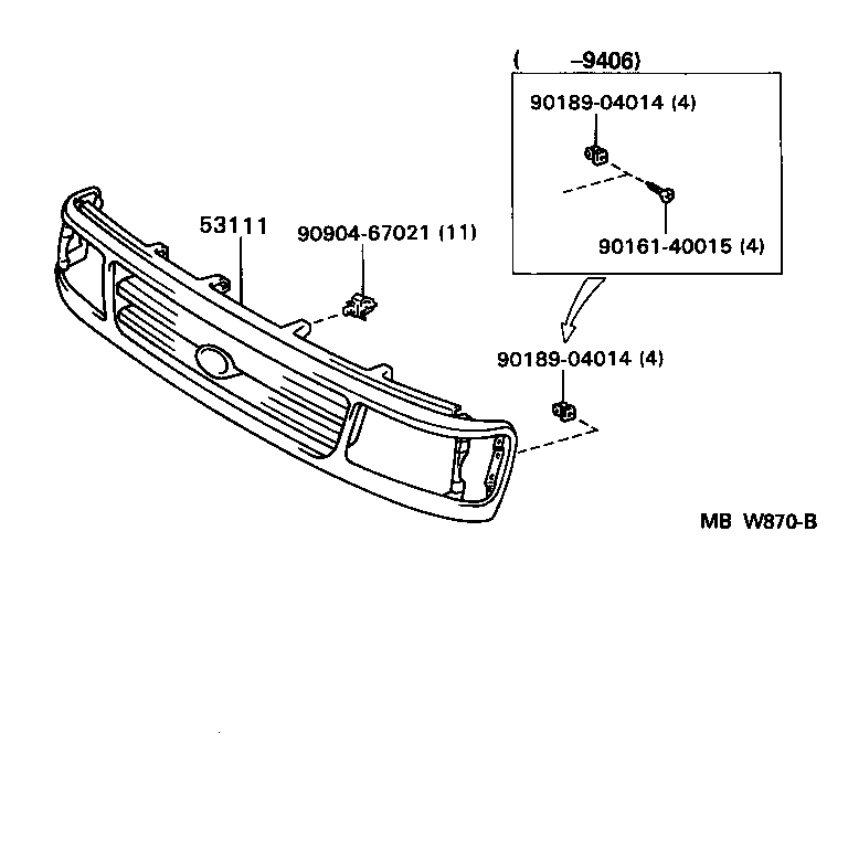 Toyota 53111-34010 GRILLE, RADIATOR