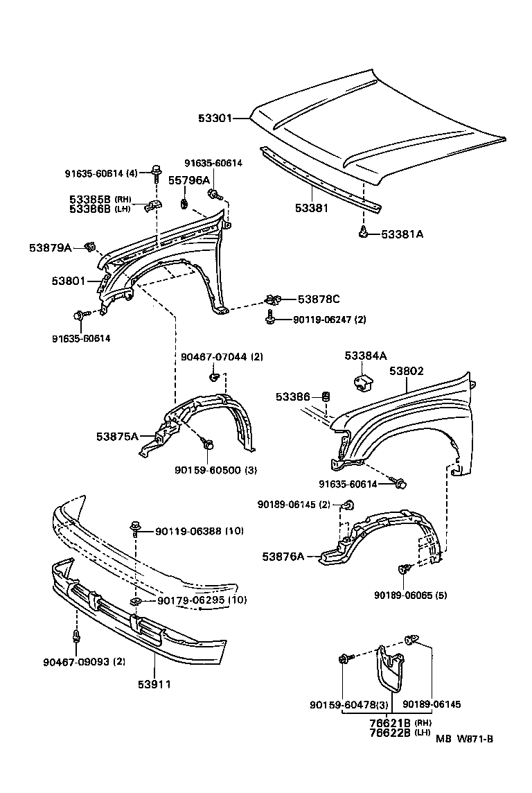 Toyota 53911-34010 PANEL, FRONT VALANCE