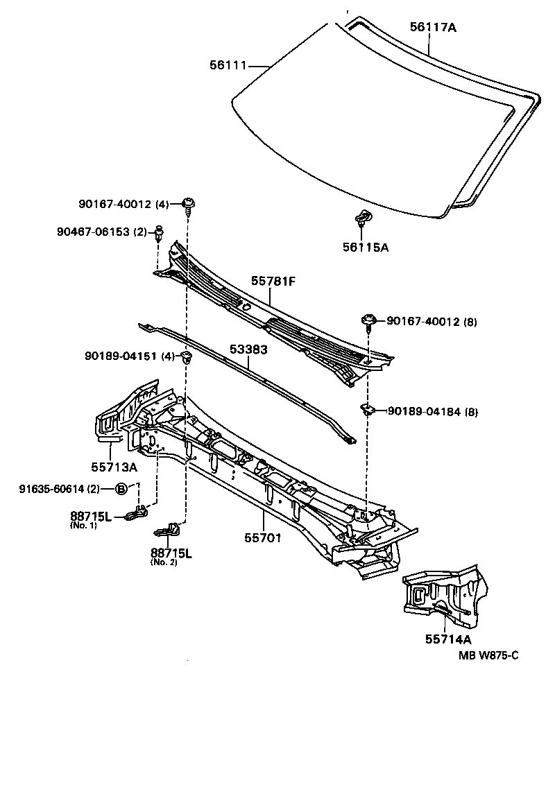 53383-34010 SEAL, HOOD TO COWL TOP product image