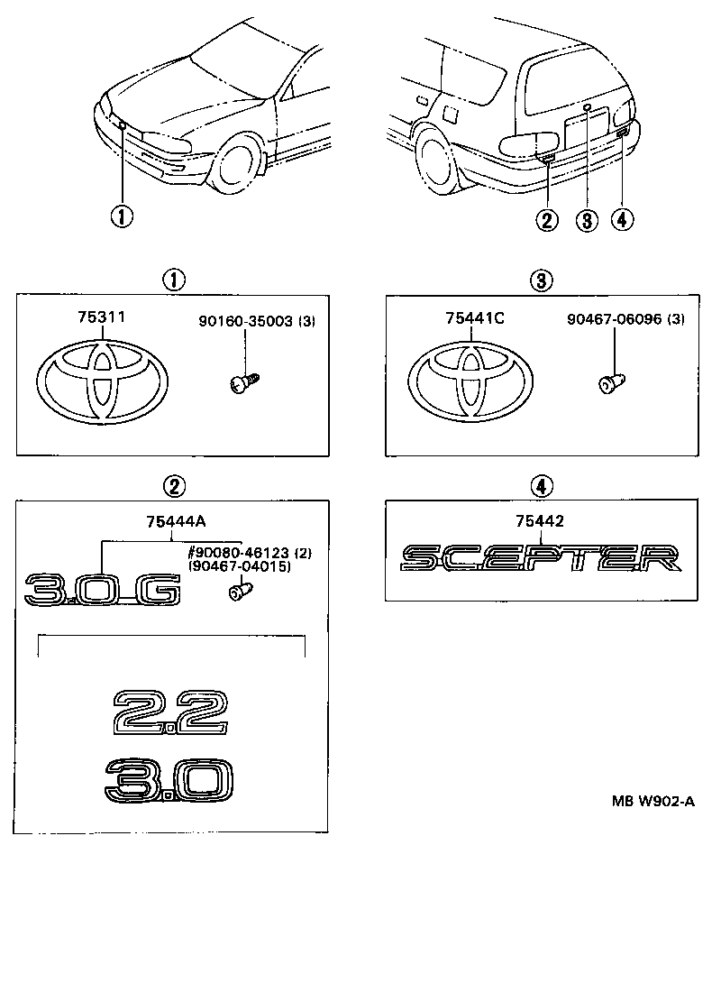 75442-33040 PLATE, LUGGAGE COMPARTMENT DOOR NAME, NO.2 product image