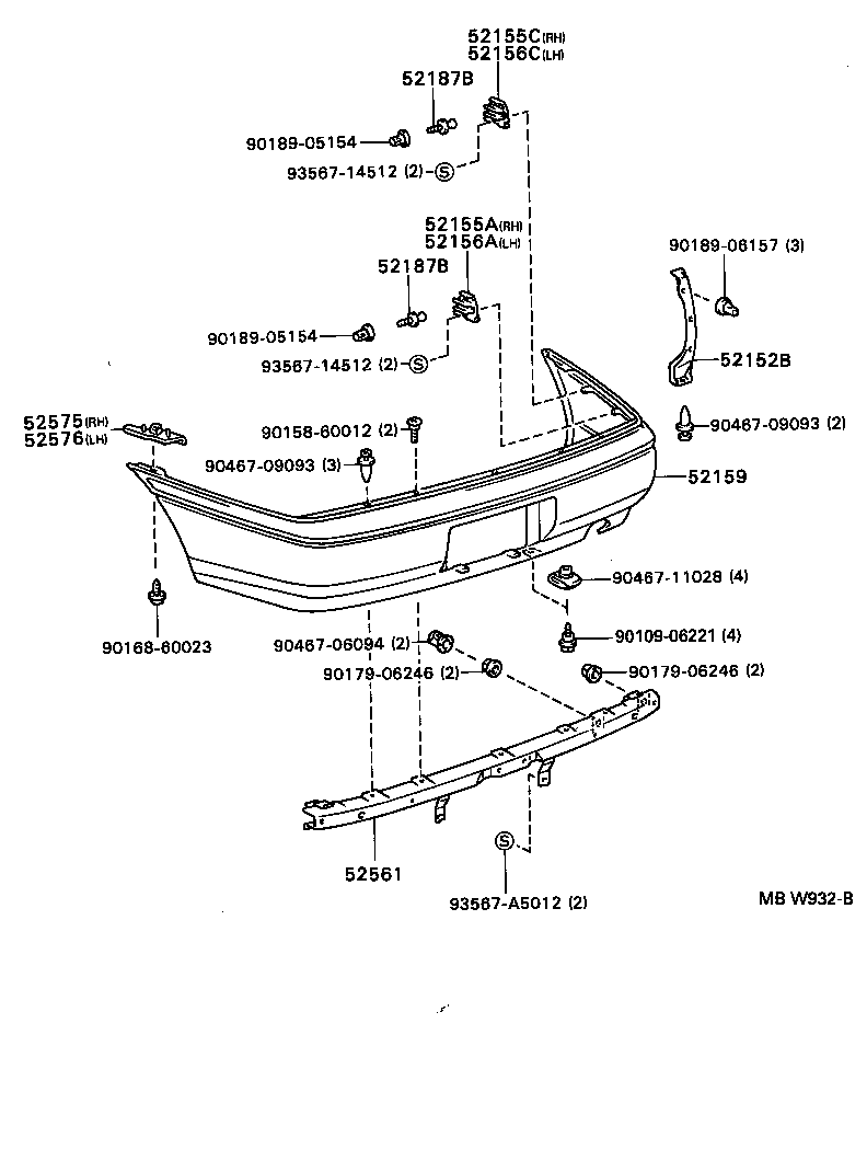 52155-20300 SUPPORT, REAR BUMPER SIDE, NO.1 RH product image