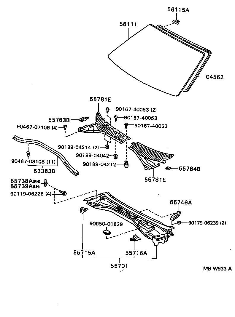55708-20180 LOUVER SUB-ASSY, COWL TOP VENTILATOR product image
