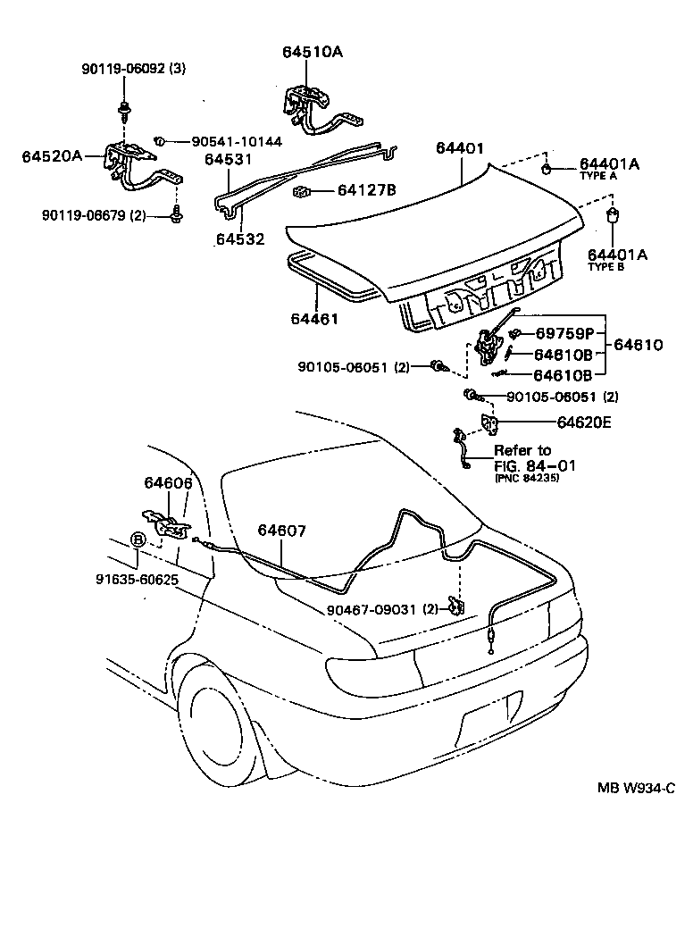 64520-20150 HINGE ASSY, LUGGAGE COMPARTMENT DOOR, LH product image