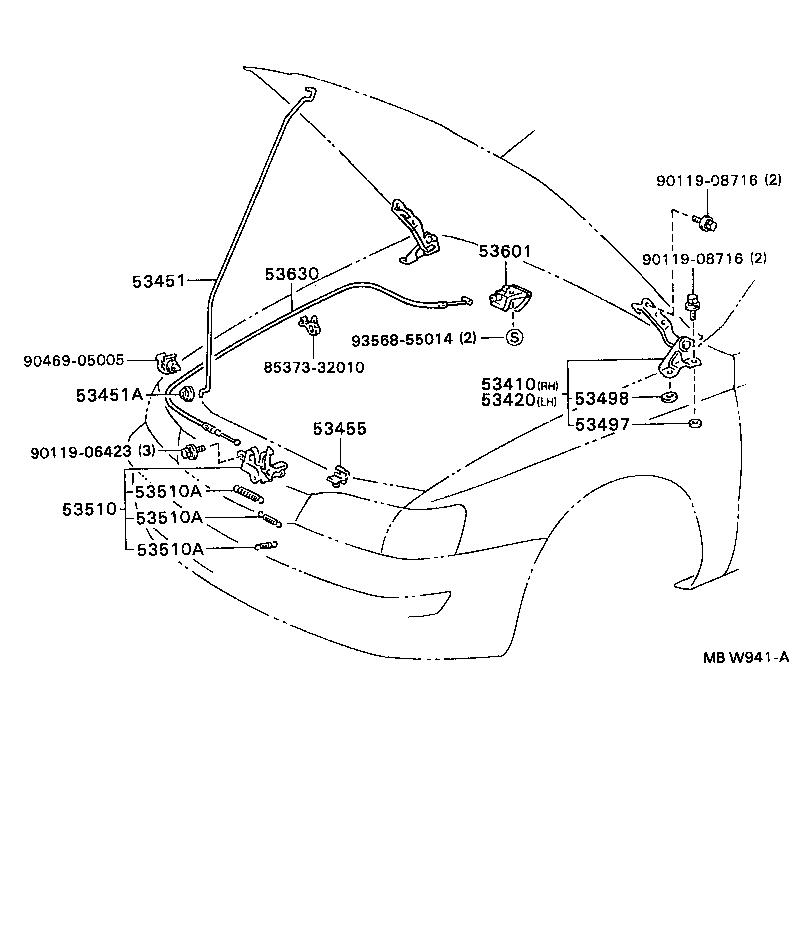 53630-20440 CABLE ASSY, HOOD LOCK CONTROL product image