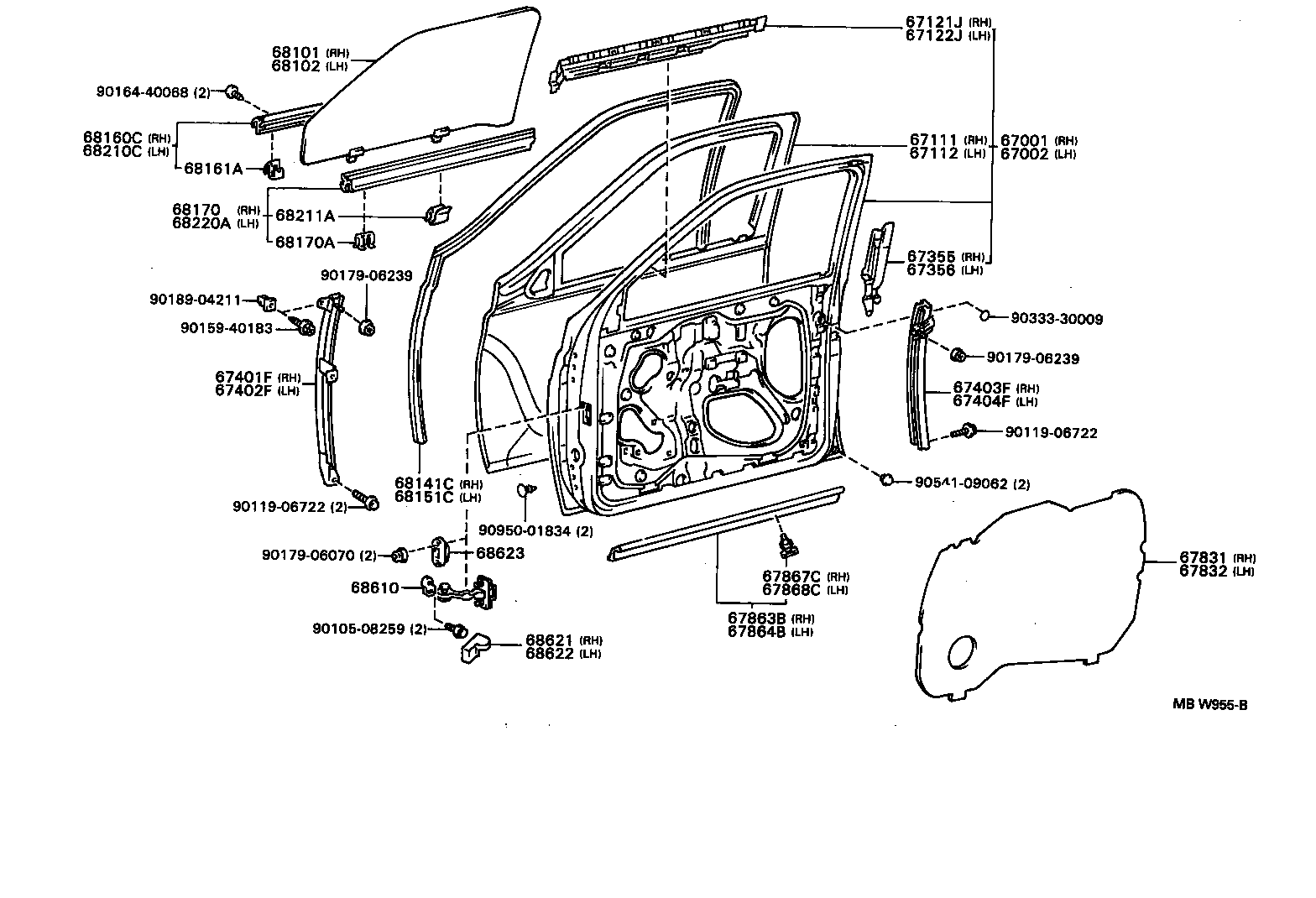 67355-34010 REINFORCEMENT, FRONT DOOR REAR FRAME, RH product image
