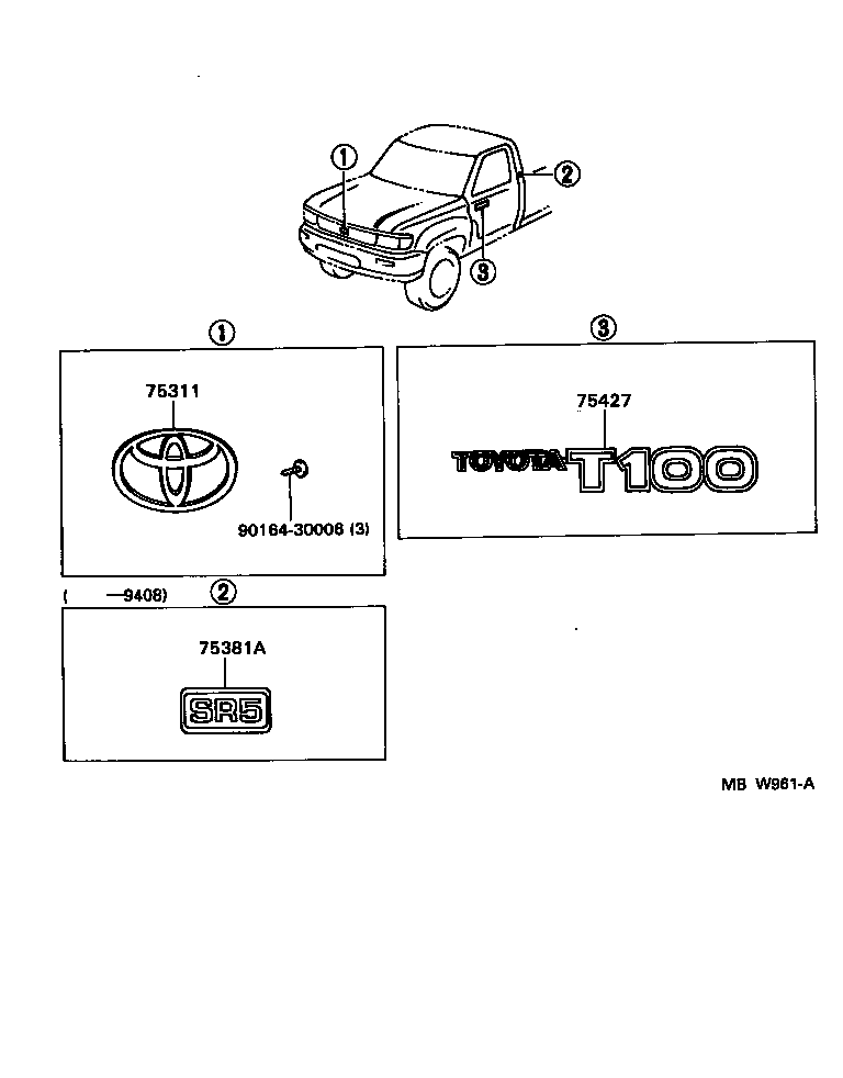 Toyota 75427-34010 PLATE, FRONT DOOR NAME