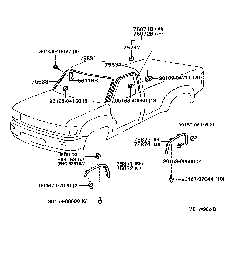 75792-34010 CLIP, DOOR WINDOW FRAME MOULING product image