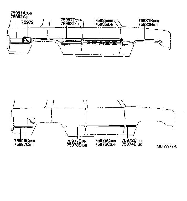 75974-60030 STRIPE, SIDE, LH NO.2(FOR LOWER) product image