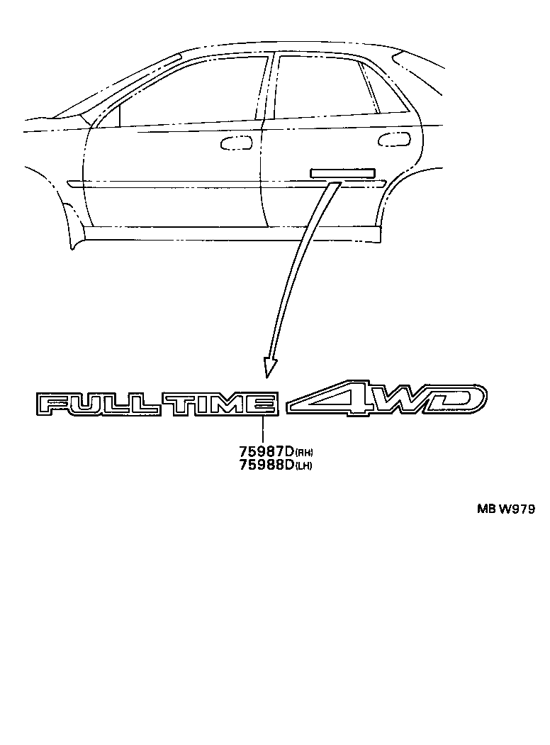 75987-20270-B2 STRIPE, REAR DOOR, OUTSIDE, RH product image