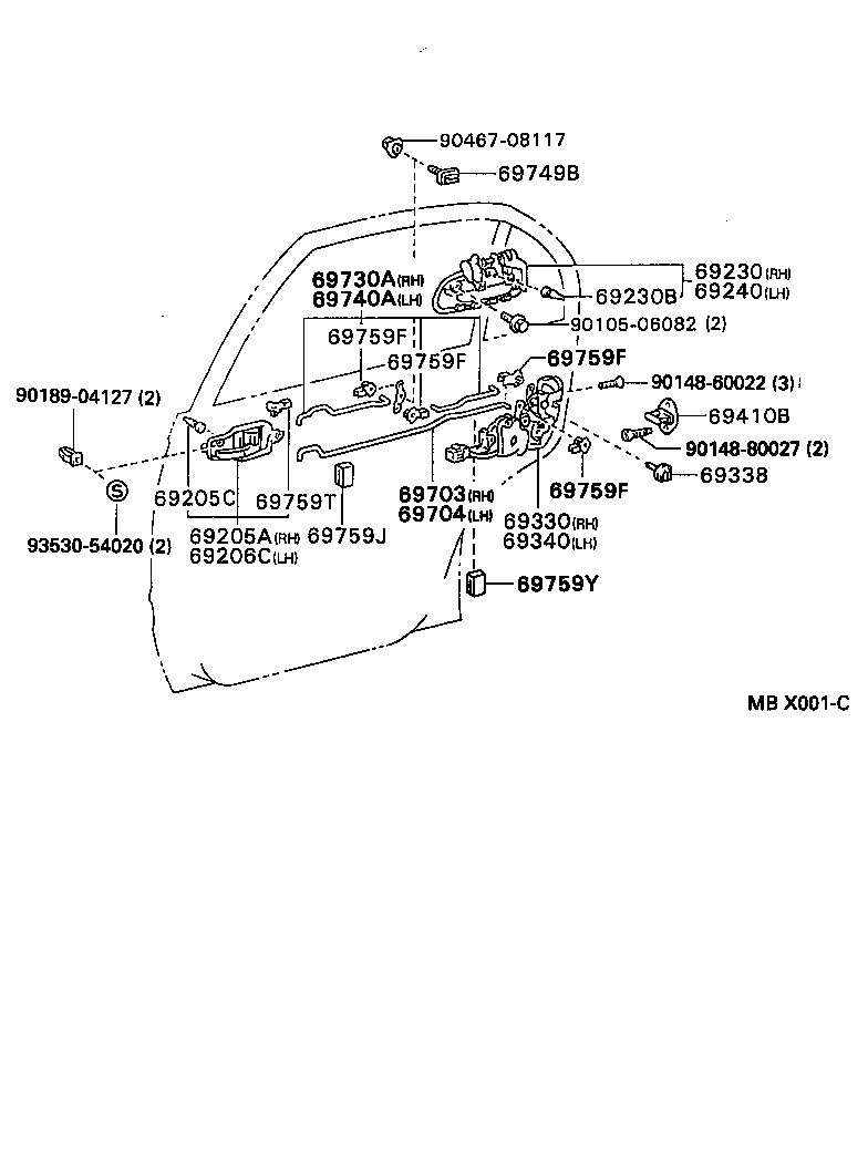 69306-20090 LOCK ASSY, REAR DOOR, LH product image