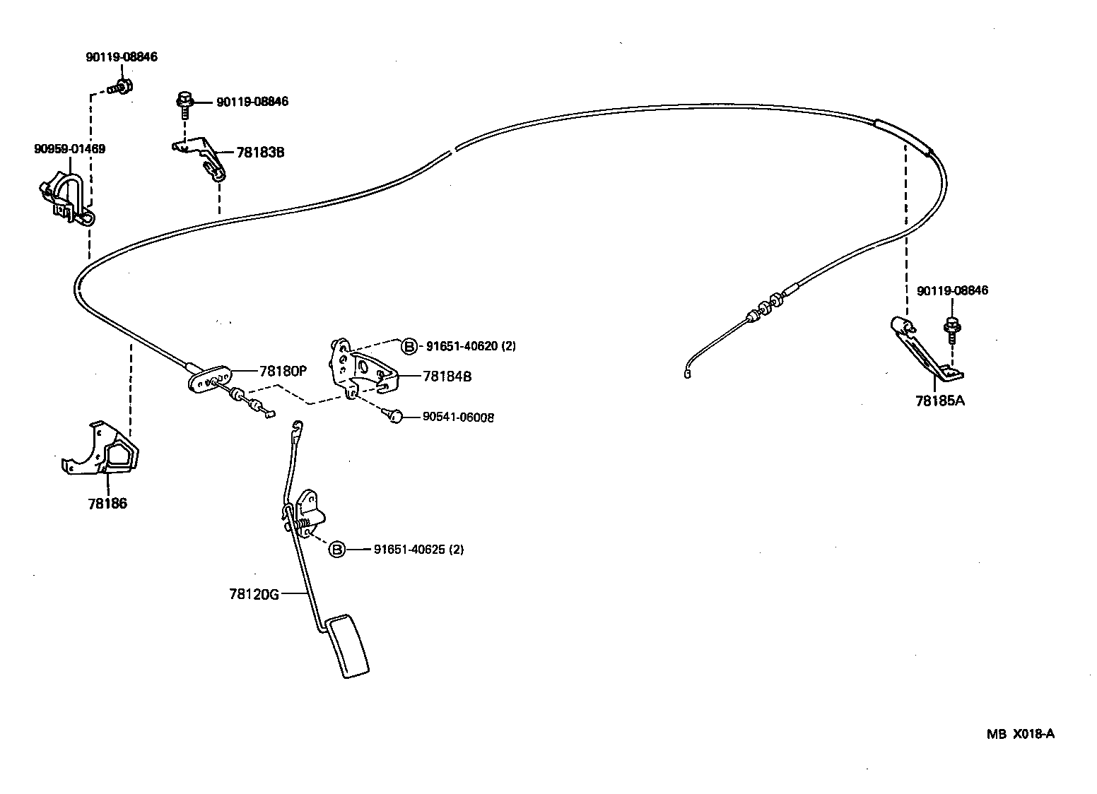 Toyota 78180-60090 CABLE ASSY, ACCELERATOR CONTROL