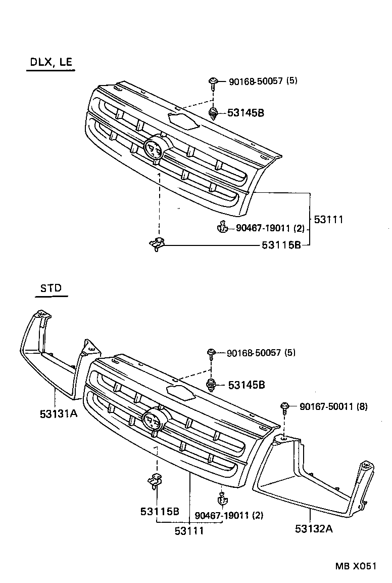53115-16010 BRACKET, RADIATOR GRILLE product image