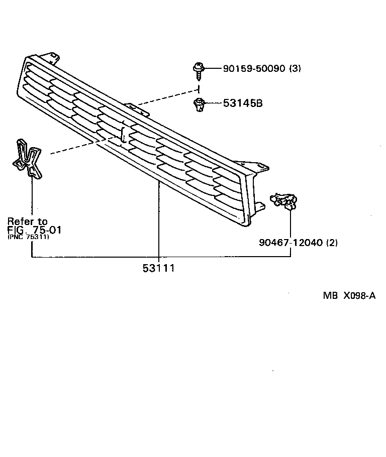 53101-22250 GRILLE, RADIATOR product image