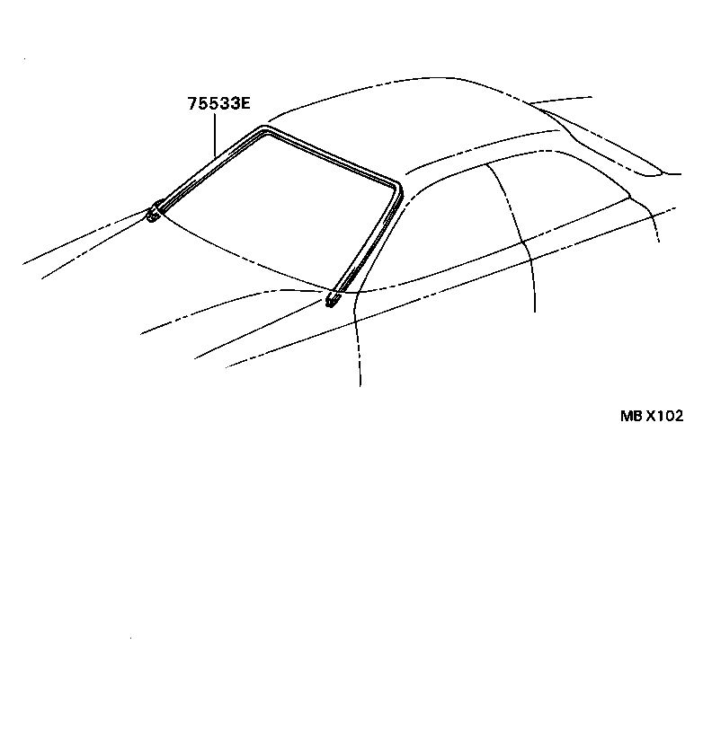 75533-22280 MOULDING, WINDSHIELD, OUTSIDE product image
