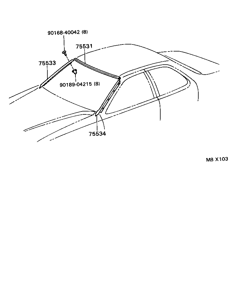 75533-22260 MOULDING, WINDSHIELD, OUTSIDE RH product image