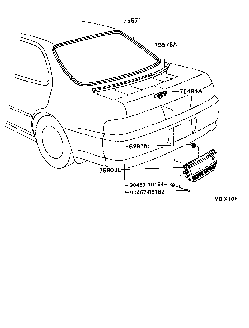 75575-22180 MOULDING, BACK WINDOW, OUTSIDE LOWER product image