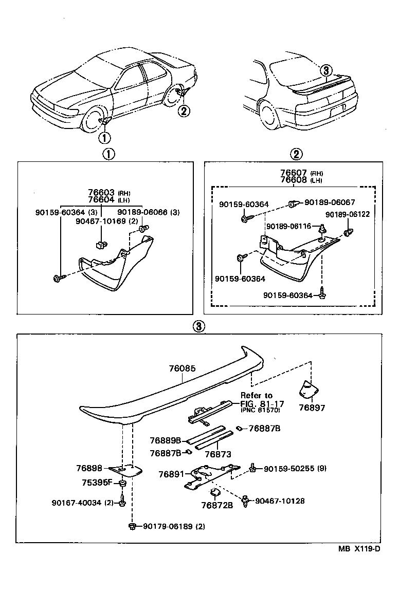 76871-22901 SPOILER SUB-ASSY, REAR product image