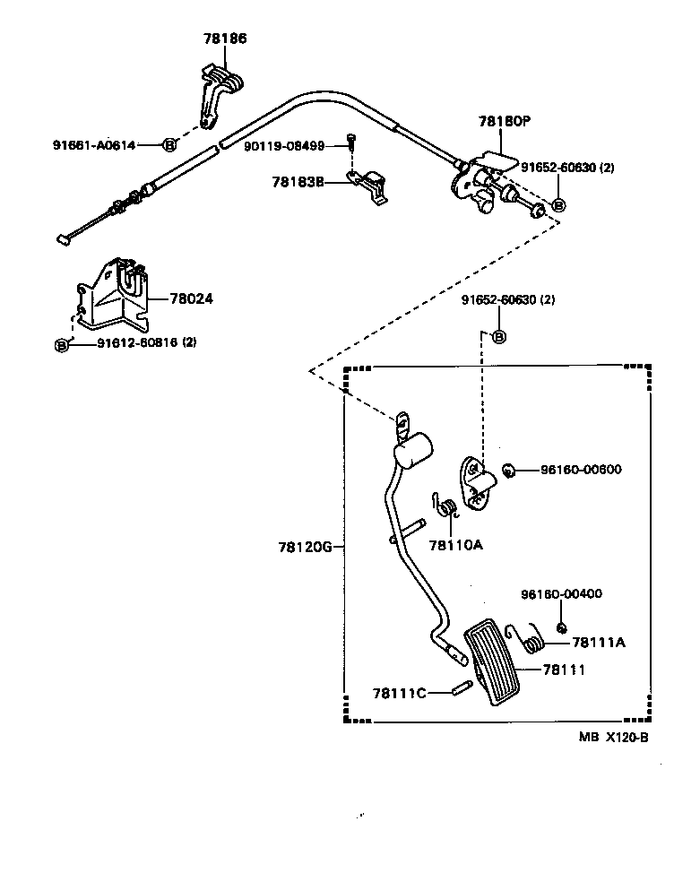 78183-22080 CLAMP, ACCELERATOR CONTROL CABLE product image