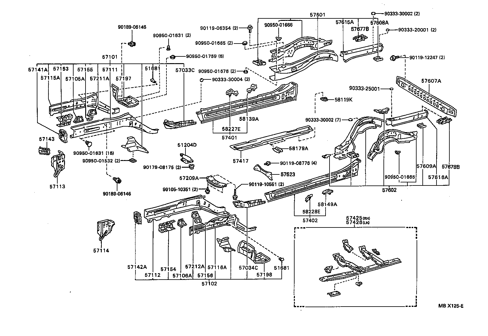 57425-30906 REINFORCEMENT, FRONT FLOOR, NO.2 RH product image